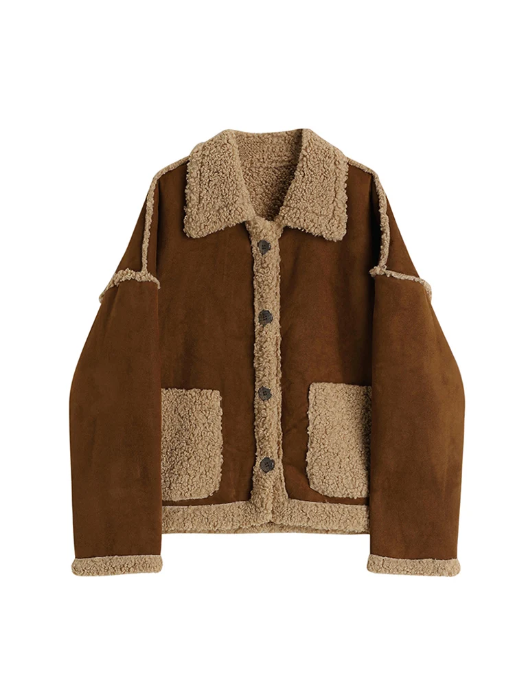 Женские винтажные замшевые меховые куртки с шалью однобортная куртка из овечьей