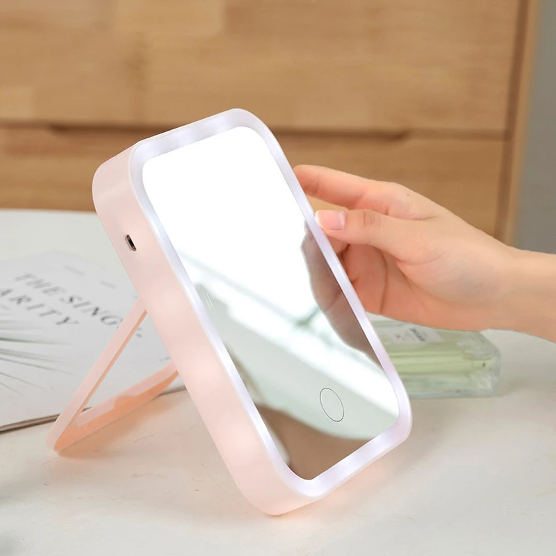 

Makeup Mirror With Led Brightness Adjustable Portable Usb Rechargeable Touch Screen Vanity Mirror Tabletop Bathroom Makeup Tool