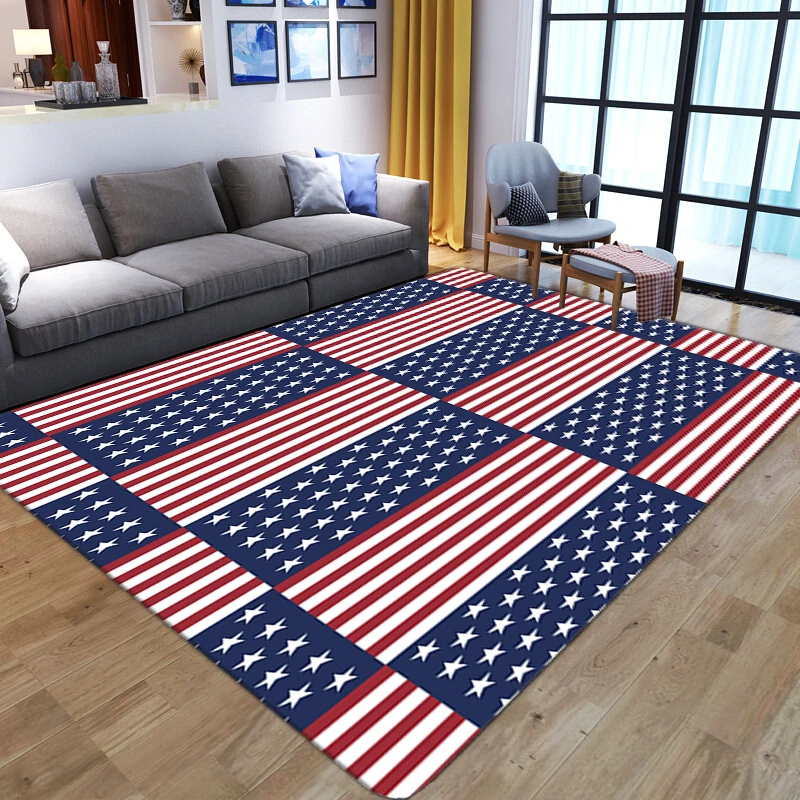 

Геометрический 3D ковер, домашний декор, ковры для гостиной с принтом американского флага, дверной коврик, детская игровая комната, большой нескользящий напольный ковер