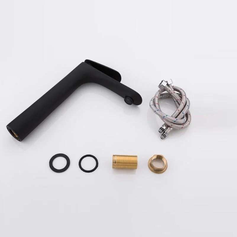 

Black Brass Basin Faucet Single Handle Waterfall Basin Mixer Tap Hot & Cold Bathroom Faucets Sink Waterfall Faucet