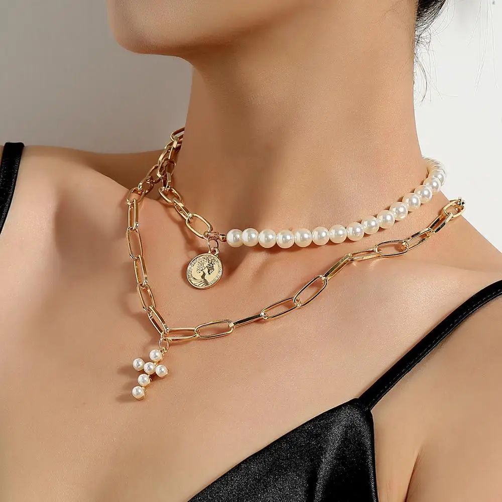 

PHYANIC/Miltilayer в винтажном стиле Кристиан бусины с портретом колье с подвеской в виде креста для женщин Шарм ювелирные изделия для панков кольца...