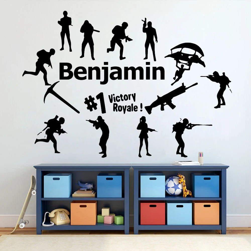 Виниловая наклейка на стену с именем геймера для мальчиков дизайн battle Royale