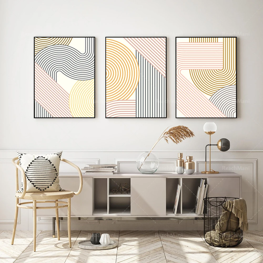 

Geometric wall art printable 3-piece set, modern abstract wall art, kindergarten decoration, wall prints, neutral fashion home d