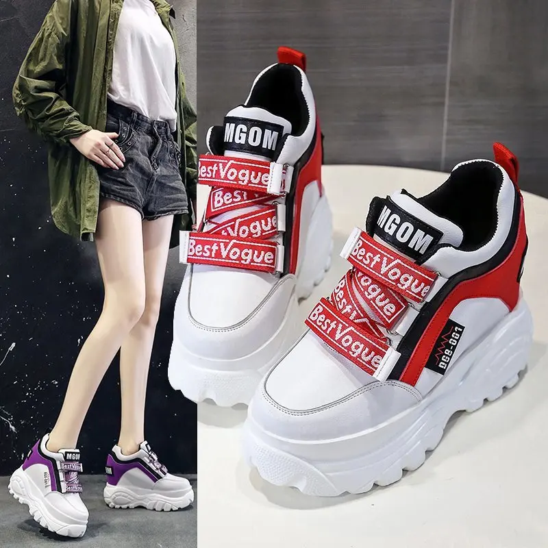 

Women Chunky Sneakers 2021 Fashion Platform Sneakers Ladies Brand Wedges Casual Shoes For Woman Leather Sports Dad Shoes 10cm