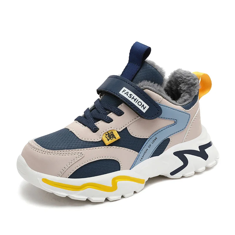 

Зимняя детская обувь для детей, кроссовки, повседневная обувь для мальчиков и девочек, плюшевые теплые меховые школьные кроссовки, модная о...