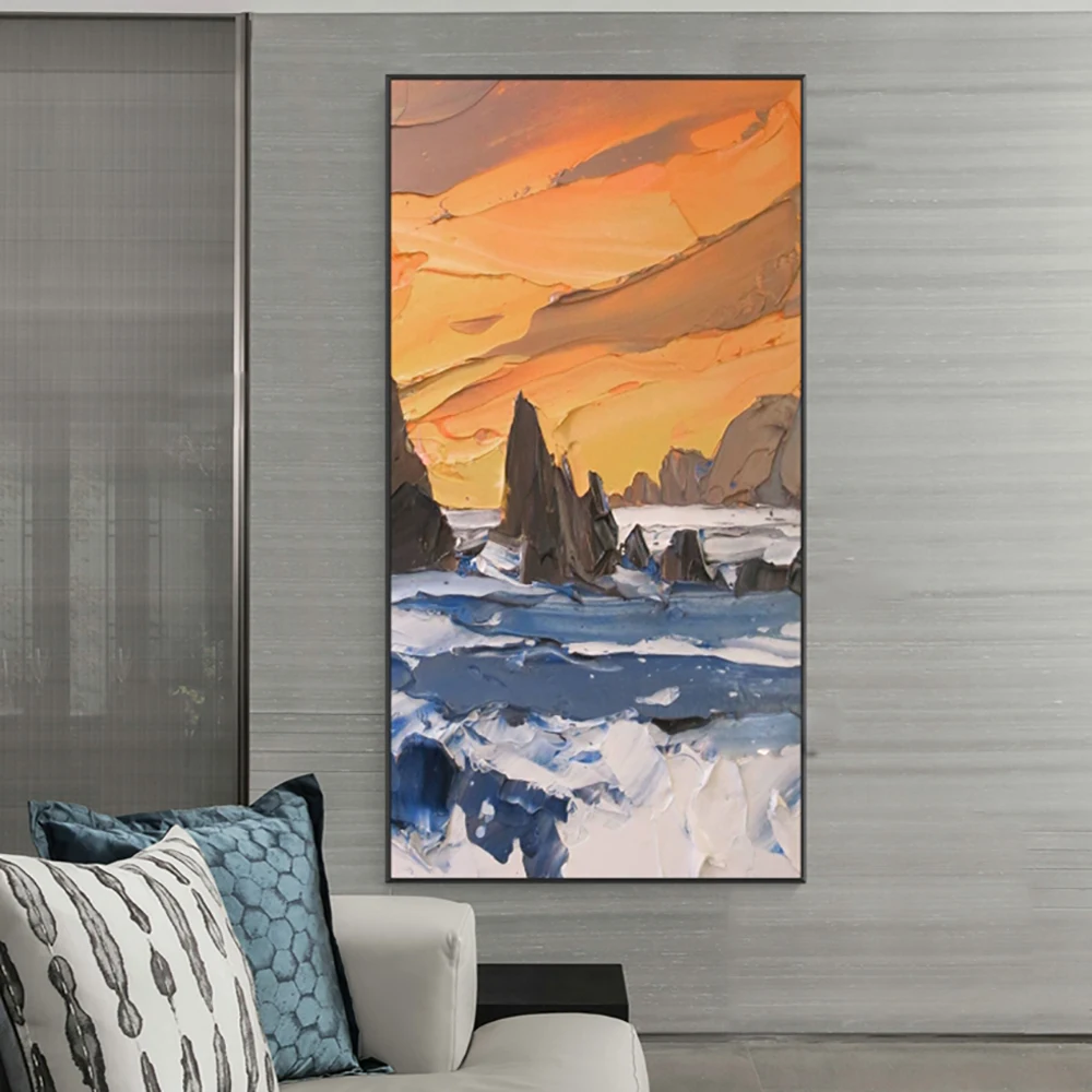 

Hand Painted Abstract Sunset Oil Painting On Canvas Large Size Wall Art For Living Room Salon Decor Modern Abstrcat Oil Painting