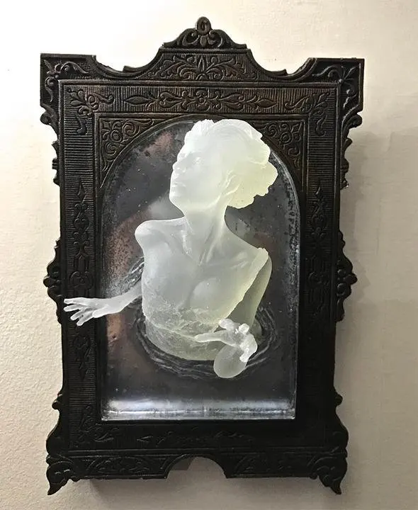 Ghost In The Mirror-placa de pared colgante para el hogar, espejo de exhibici&oacute;n luminoso de resina, creativo, accesorios de decoraci&oacute;n para habitaci&oacute;n-3