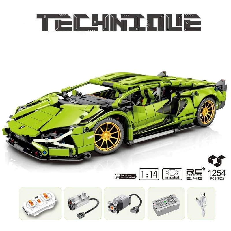 Супергоночный автомобиль 1:14 Lamborghinis Sian строительные блоки электрические
