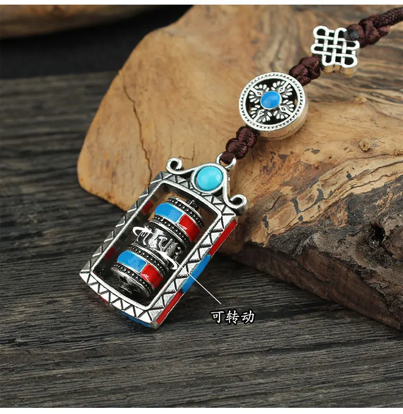 

Ethnic Tibetan Mantras Amulet Pendants Buddhist Spiritual Jewelry Lovely Spin Prayer Wheel Charms OM MANI PAD ME HUM