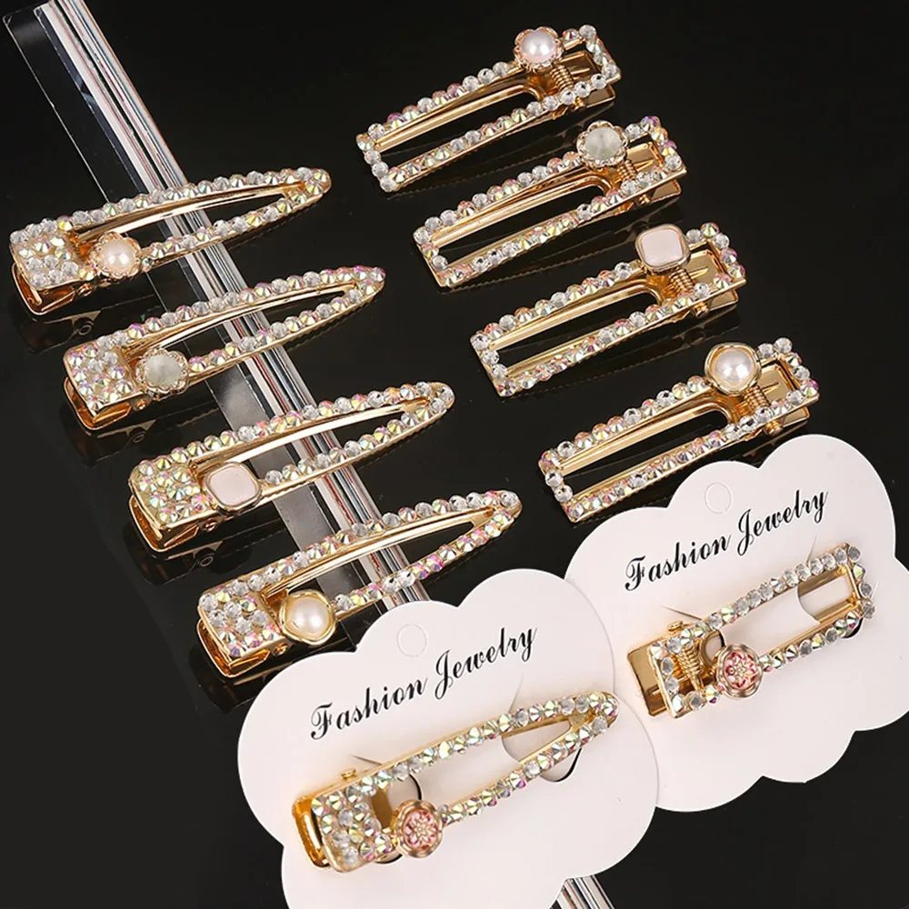 

1Pcs New Fashion Shining Hairpins Shiny Rhinestones Pearl Hair Clips Barrette Pearl Hairpin Hair Accessories For Women Girls