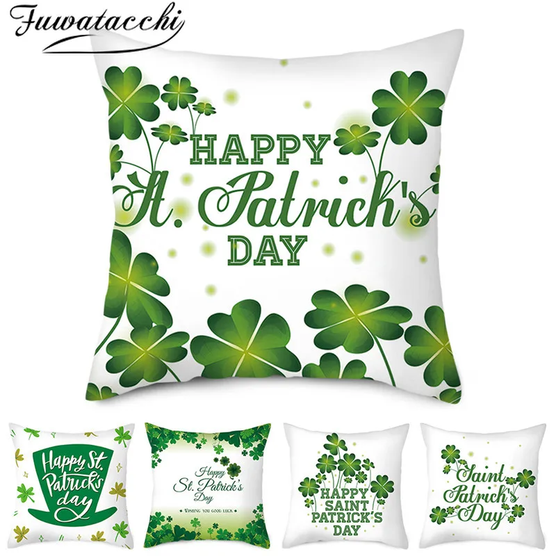 Наволочки с зеленым клевером Fuwatacchi наволочки листьями для дома дивана украшения