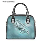 Женская сумка-почтальонка с рисунком дельфина twoheart sgirl, Наплечная Сумка, стильная многоцветная Сумка-тоут с юбкой годе