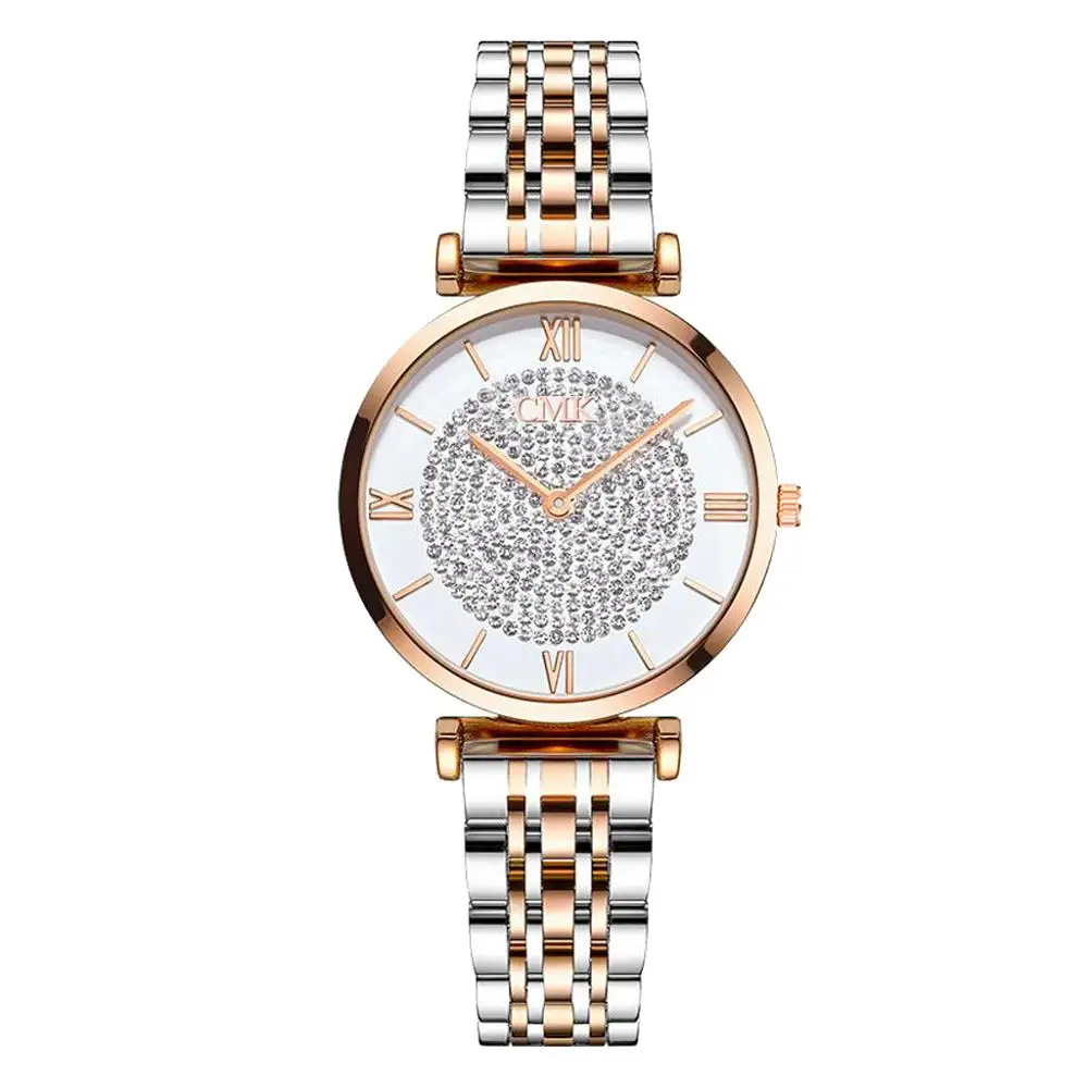 Rose gold Модные повседневные женские часы люксовый бренд розовое золото кварцевые наручные часы женские часы Стразы подарок для женщин наручные часы - Цвет: Rose gold