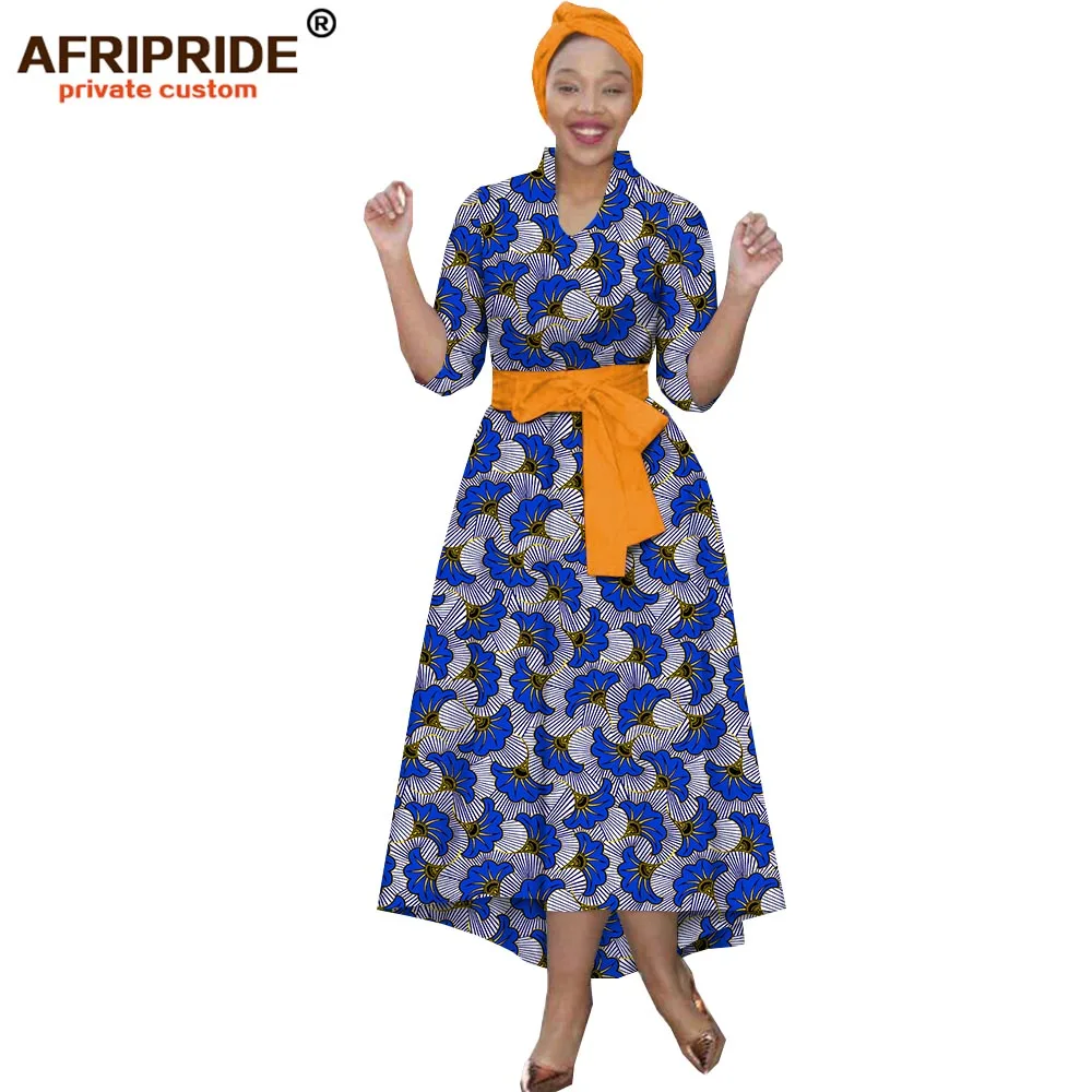 Африканское платье с шарфом и поясом для женщин AFRIPRIDE коротким рукавом длиной до