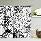 Водонепроницаемые тканевые занавески для душа, современные украшения в геометрическом стиле, занавеска для ванной комнаты, черная белая занавеска для купания с 3D рисунком