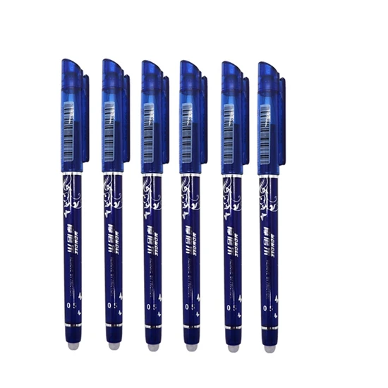 6 Pcs blue 3/6 шт./компл. стирающаяся ручка с пастой синий/черный для студентов канцелярские принадлежности ручка Универсальный гелевая ручка 0,5 мм наконечник письма Fluently сильное качество - Цвет: 6 Pcs blue