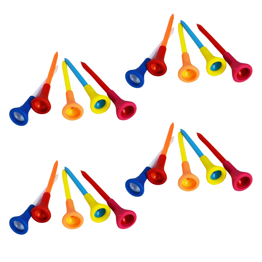 Набор из 20 83 мм пластиковых тройников для гольфа с резиновой подушкой