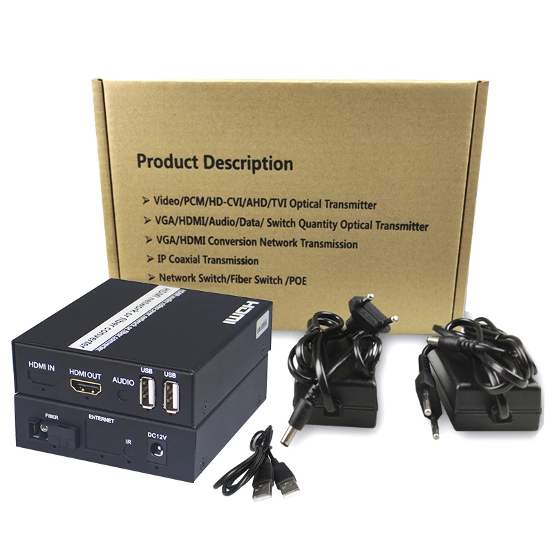 HDMI в волоконно-оптический конвертер 1080P видеоудлинитель KVM(HDMI USB) для