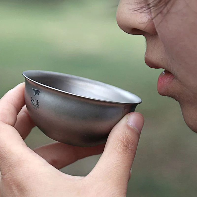 

2pcs Titanium Cup Double Wall Tea Cup Small Teacup Lightweight For Outdoor Camping Travel Drinkware 50ML Ti3935