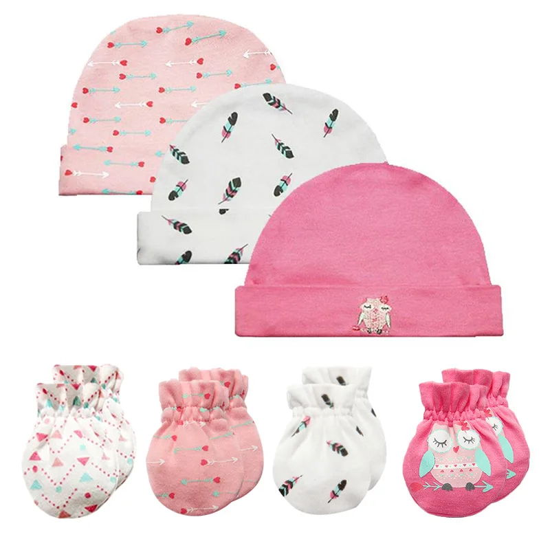 Cotton Anti-scratch Gloves Hat No Scratch Protection Face Gift Newborn Baby Birth Soft Cap Glove Set Simple Kids Infant Supplies