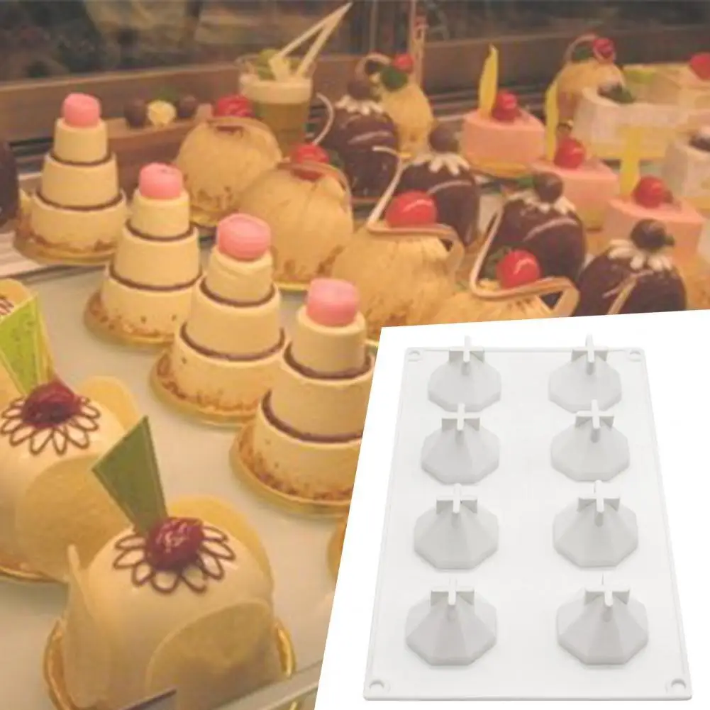 

Silicone Mold Food Grade Diamond Shape 8 8 Grids In A Row Diamond Non-stick Easy Release Cake Mold for DIY for Kitchen