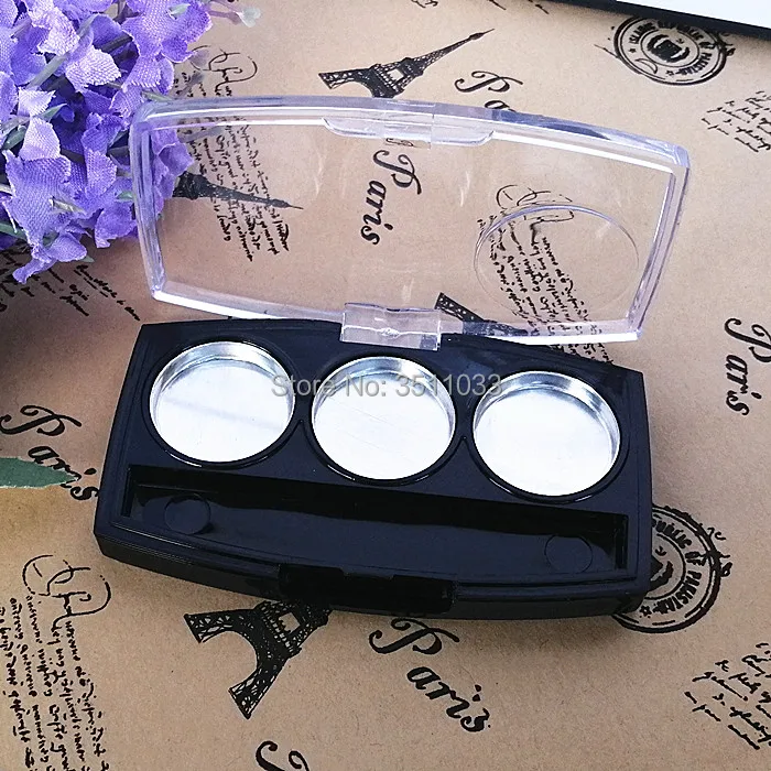 Пустая черная коробка для косметики прозрачная палитра теней век 3 жилы румяна