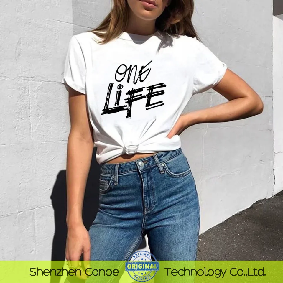 Женская футболка с буквенным принтом белая Повседневная в стиле Харадзюку лето