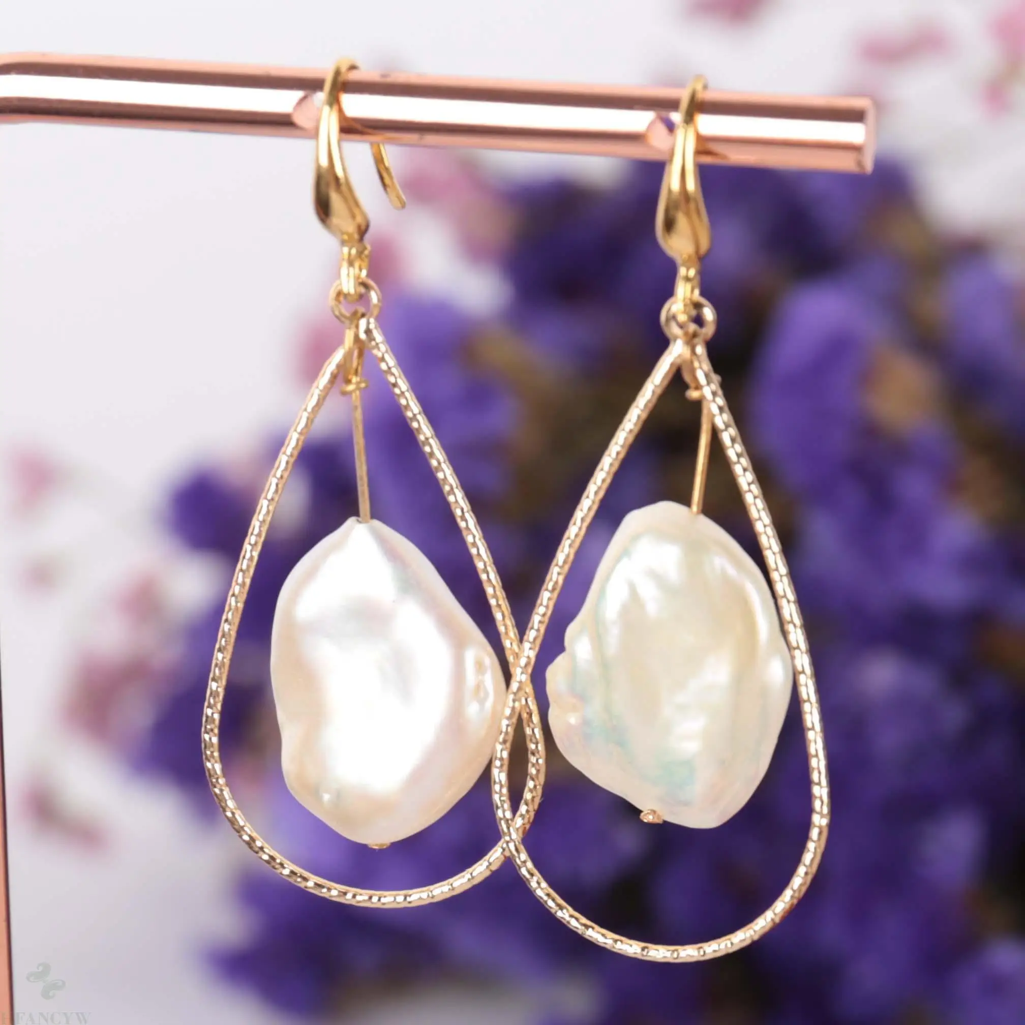 10x20 мм естественный белый барокко жемчужные серьги 18k Висячие Крючки | Украшения и