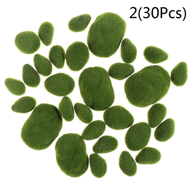 30 шт. 3 Размеры искусственного камня Мосс Rocks декоративные Зеленый мох мячи для