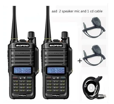 add 2 mic 1cd 2 шт 5-25 км 10 Вт Baofeng UV-9R плюс обновленная версия cb радио comunicador Водонепроницаемая рация baofeng uv 9r плюс рация - Цвет: add 2 mic 1cd