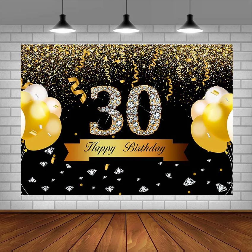 Avezano фоны для фотосъемки 30th День рождения баннер золотые блестки воздушный шар