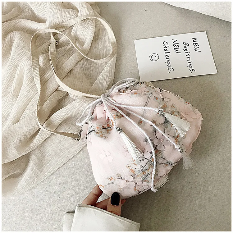 2020 New Handbag Retro Style Shoulder Bag Small Cross-Body Fairy Purse Hanfu All-match Printing Women Big Bag