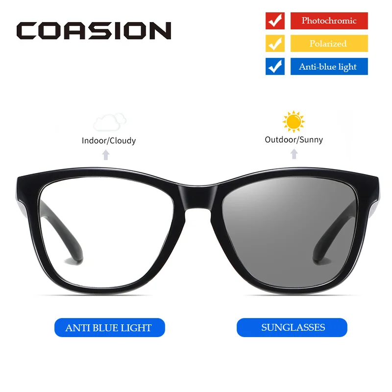 Фото COASION 2 в 1 фотохромические солнцезащитные очки Для мужчин женщин антибликовыми