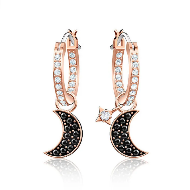 

High Quality Devil's Eye Shaped Zircon Stud Star Moon Earrings Fashion Jewelry