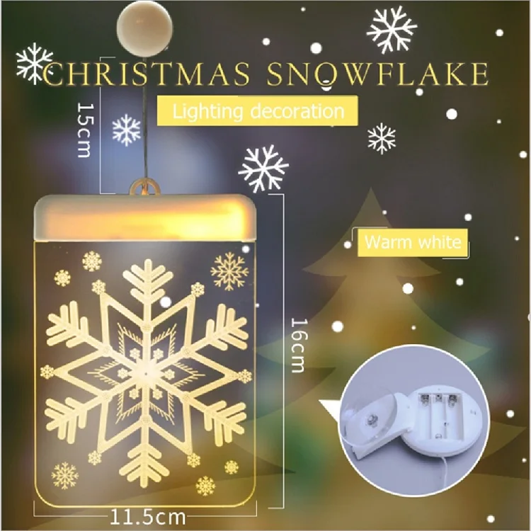 Snowflake Рождественский светодиодный Сказочный светильник акриловый Теплый Белый 3D праздничный ночник подвесной колокольчик Санты Снежинка освещение окон украшение - Испускаемый цвет: Snowflake