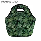 Термоизолированная неопреновая сумка для ланча twoheart sgirl с тропическими листьями для женщин, детские сумки для ланча, сумка-тоут для ланча, сохраняющая тепло сумка для еды