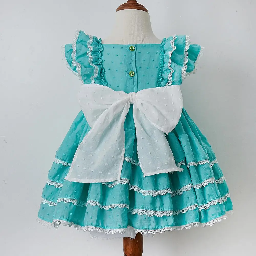 Хлопковое винтажное платье принцессы 3 шт. синее оранжевое кружевное в стиле