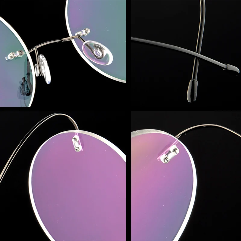 Оправа для очков без оправы титановые женские мужские круглые очки коррекции
