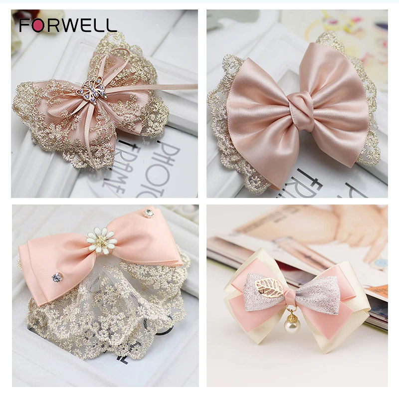 

FORWELL Handmade DIY Bow Hair Women Band Bow-Knot Multi-Style Lace Hair Clip Accessories Pink Head Tiara Girl
