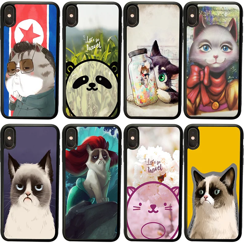 Милый грусть Cat Blues случаи сотового телефона жесткий пластиковый чехол для iphone 8 7 6