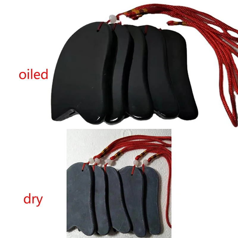 Handle Black Natural SPA Points Massager Jade Stone scraping board