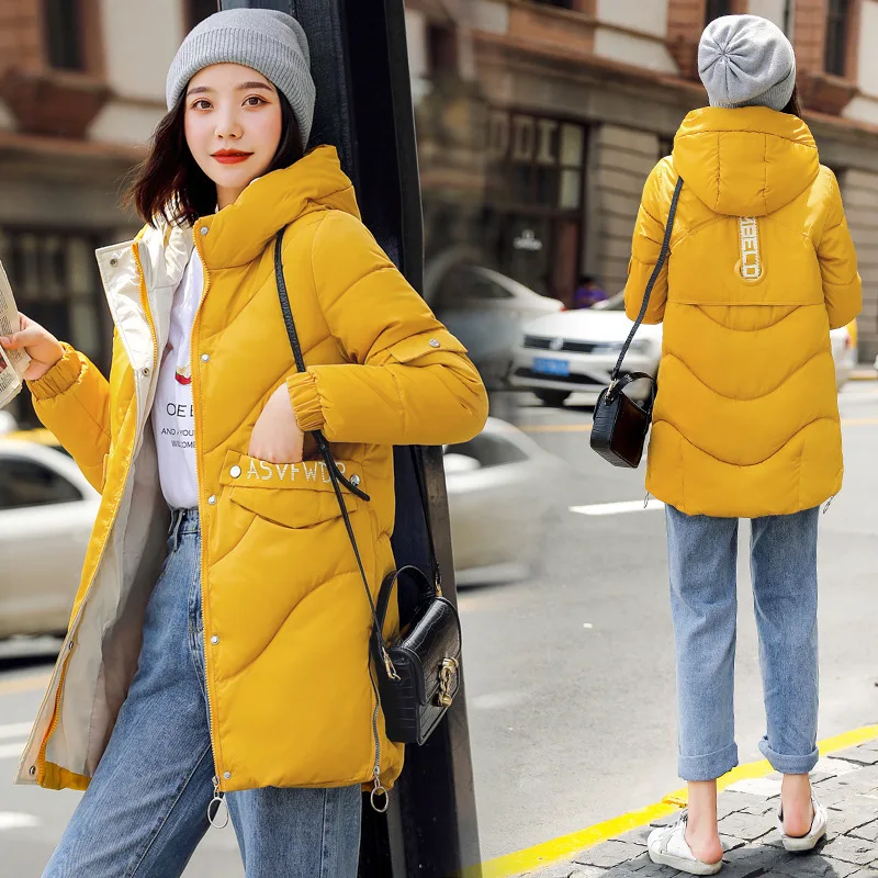 Женская зимняя куртка с капюшоном и длинным рукавом свободного покроя | одежда