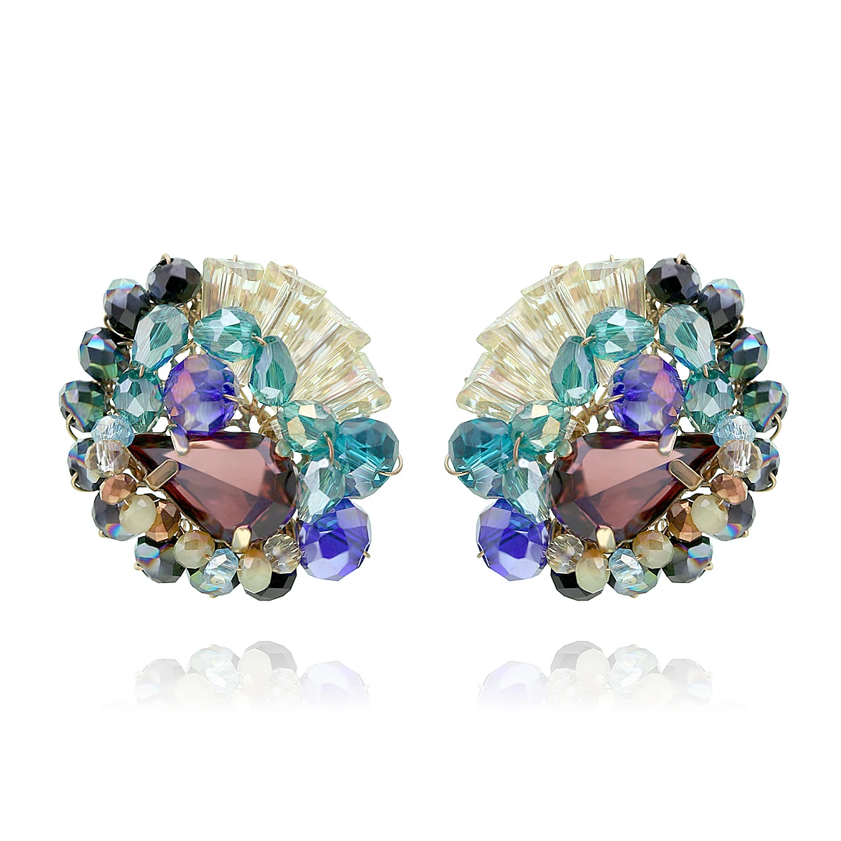 

HAHA&TOTO Fashion Crystals Beaded Weaving Handmade Statement Ear Stud for Girls Women Multicolor Bohemia Earrings Jewelry Bijoux