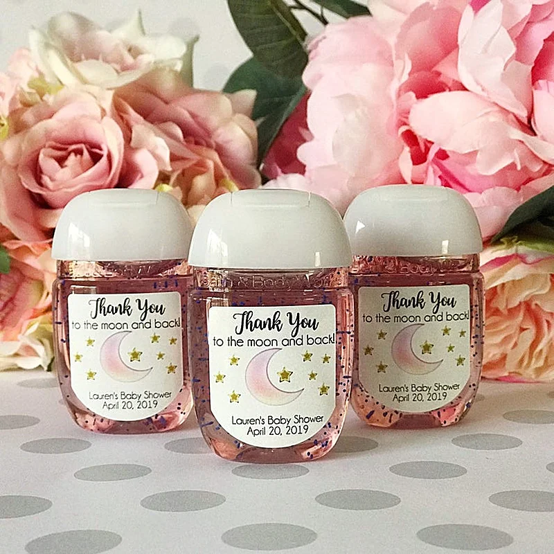 

Custom Baby Shower hand sanitizer labels,Love you to the Moon and Back,Twinkle Twinkle Little Star Favors,Boy Baby Shower