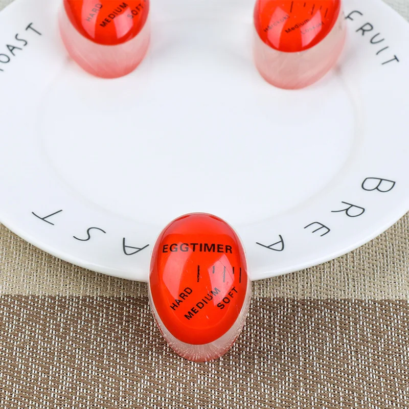

1pcs Egg Perfect Color Changing Timer Yummy Soft Hard Boiled Eggs Cooking Kitchen Eco-Friendly Resin Egg Timer Red timer tools