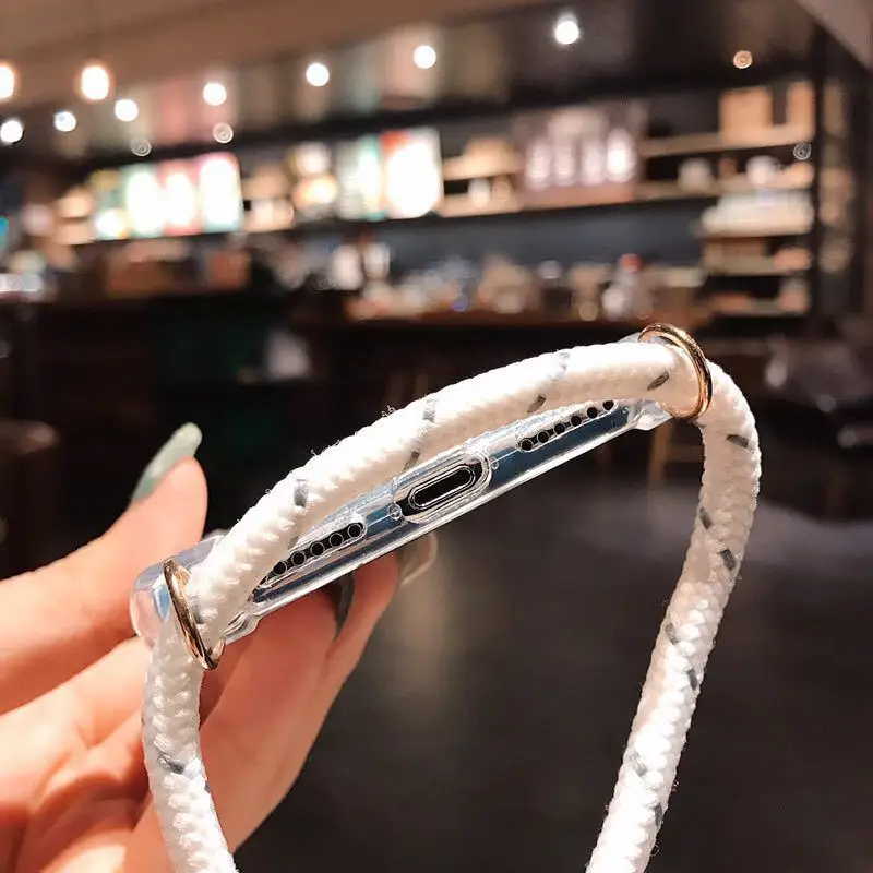 Поперечный плечевой ремень Прозрачный чехол для iPhone 6s 6 7 8 Plus X 11 Pro XR XS Max ожерелье