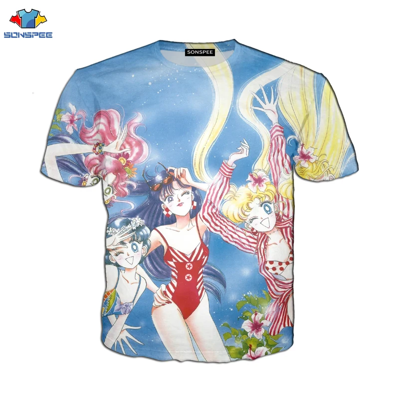 Женская футболка SONSPEE Sailor Moon летняя Милая с принтом кота повседневная женская