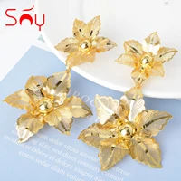 sunny jewelry earrings exquisite bohemia copper gold planted flower big design for women lady daily wear party wedding gift