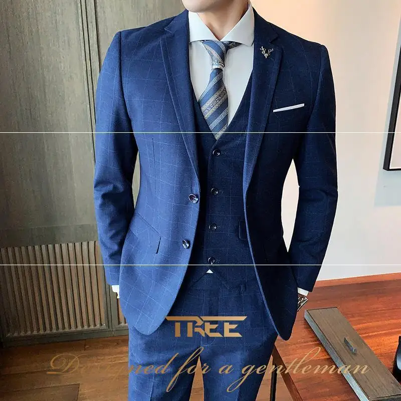 

Marry a three-piece suit men leisure business is to decorate the body checked suit male han edition dress the groom