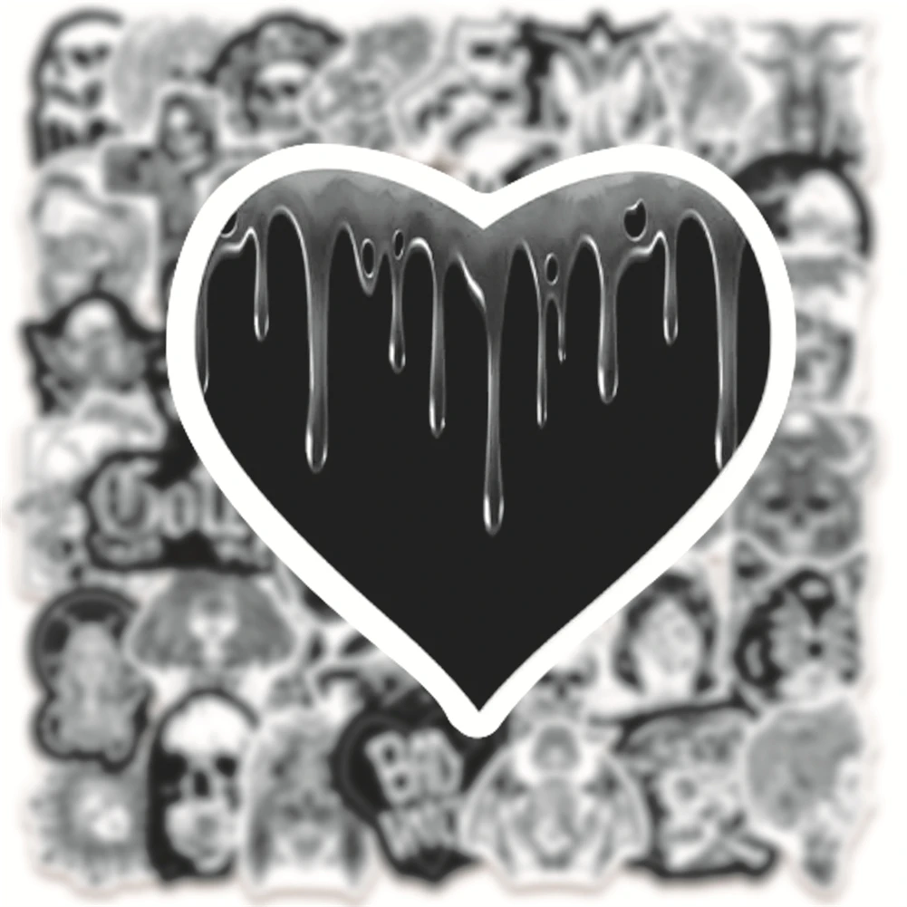 Pegatinas impermeables decorativas para Notebook, 10/30/50 Uds., estilo Punk, g&oacute;tico, dibujos animados, Maleta de Graffiti, negro y blanco, venta al por mayor-2